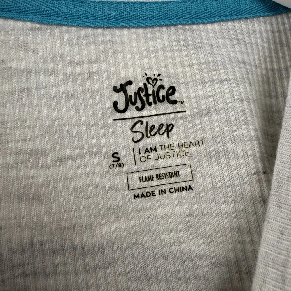 Justice Girls 2PC Short Sleep Set Pearl Heather Palm Tree Pajamas S 7/8 J168320D